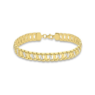 9K Yellow Gold 'Kiss' Ladder Bracelet 7.5"