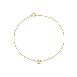 9K Yellow Gold Initial 'C' Adjustable Bracelet