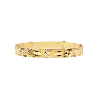 9K Yellow Gold Expandable Wheat & Star Bangle