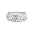 18K White Gold Triple Row Diamond Ring