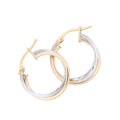 9K 2 Colour Gold 18mm Twisted Double Hoop Earrings