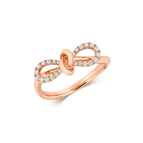18K Rose Gold 0.18ct Diamond Set Bow Ring