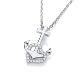 Anchor CZ Heart Pendant With Chain