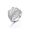 Barley Leaf Style CZ Silver Ring