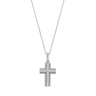 Beaded CZ Cross With Chain