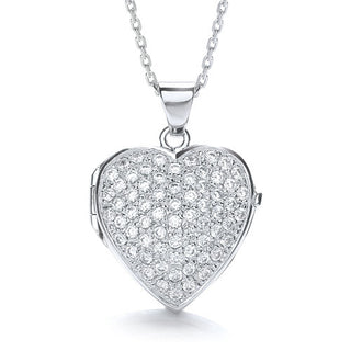 Big Heart Shape All CZ's On Front Locket