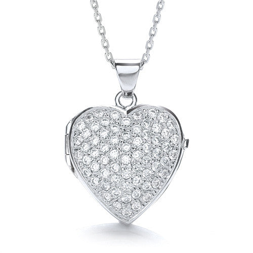 Big Heart Shape All CZ's On Front Locket