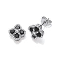 Black Four Leaf Clover CZ Stud Earrings