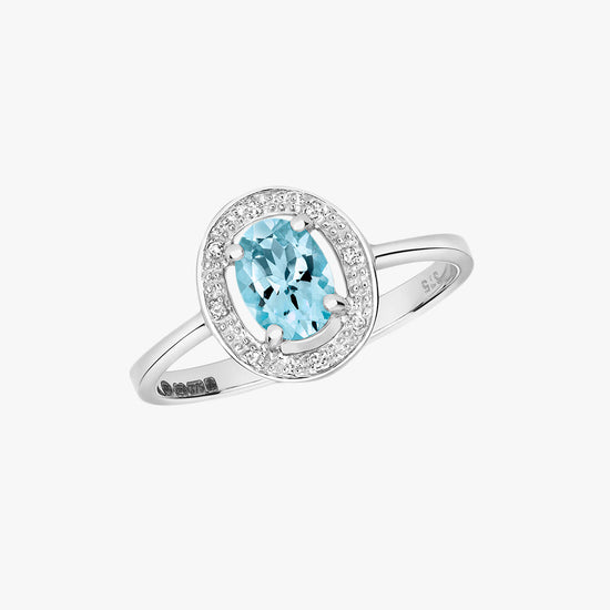 Blue gemstones aquamarine ring
