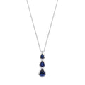 Blue Pear Shaped CZ Silver Pendant With Chain