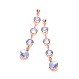 Blue Stones, Rose Plated Drop Earrings