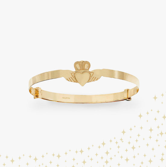 claddagh gold ring for children with sparkles
