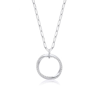 Circle Of Life CZ Drop With Oval Belcher Necklace