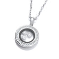 Circle Of Life With Floating CZ Silver Pendant 18" Necklace