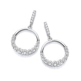Circle Of Life With Graduated CZ Silver Drop Earrings