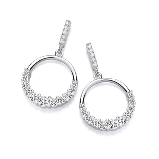 Circle Of Life With Graduated CZ Silver Drop Earrings