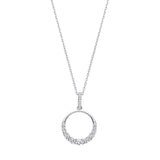 Circle Of Life With Graduated CZ Silver Pendant With Chain