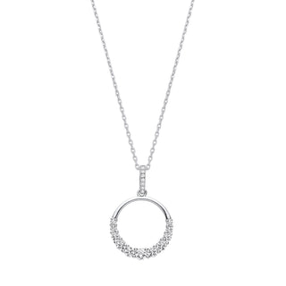 Circle Of Life With Graduated CZ Silver Pendant With Chain