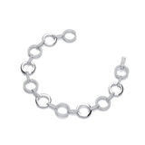 Circles Plain & CZ's Silver Ladies Bracelet