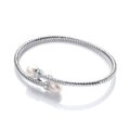 Cross Over Wire Bangle In Silver Rh Plating Or Yg Plating