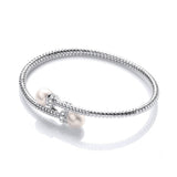 Cross Over Wire Bangle In Silver Rh Plating Or Yg Plating