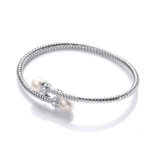 Cross Over Wire Bangle In Silver Rh Plating Or Yg Plating