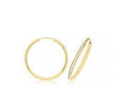 9ct Yellow Gold Thin CZ Hooped Earrings