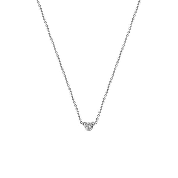 18K White Gold 0.09ct Diamond Set Necklace