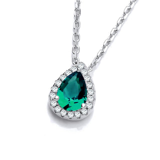 Emerald Green CZ Pendant With Chain