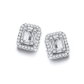 Emerald Look Created By CZ Baguettes, Silver Stud Earrings