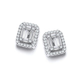 Emerald Look Created By CZ Baguettes, Silver Stud Earrings