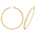 9K Yellow Gold 50mm Criss-Cross Hoop Earrings