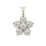 18K White Gold 0.98ct Diamond Flower Cluster Pendant