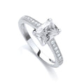 Fancy Emerald Cut CZ With Shoulders Ring
