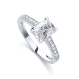 Fancy Emerald Cut CZ With Shoulders Ring