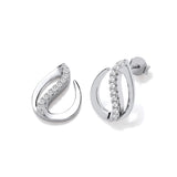 Flat Teardrop Silver Stud Earrings