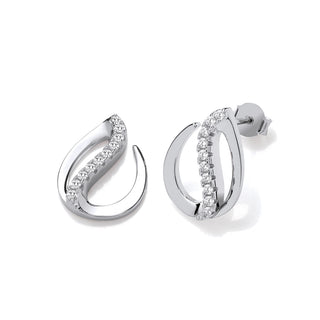 Flat Teardrop Silver Stud Earrings