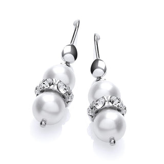 Glass Pearl With Crystals Earrings