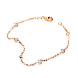 Gold Coated Rubover 5 CZ's Bracelet 7