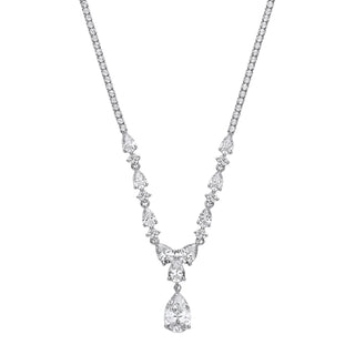 Graduated Pear Cut Tennis CZ Necklace