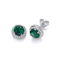 Green Halo Style CZ Stud Earrings