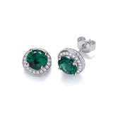 Green Halo Style CZ Stud Earrings