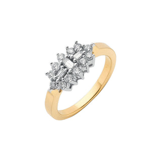 18K Yellow Gold 0.50ct Diamond Cluster Ring
