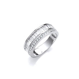 Half Et Baguette And Round CZ's Silver Ring