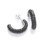 Half Hoop Stud With Black CZ