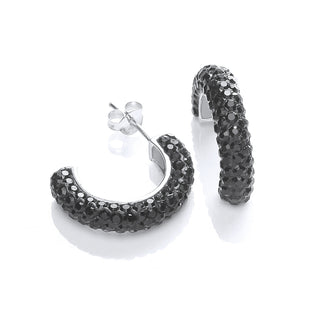Half Hoop Stud With Black CZ