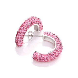 Half Hoop Stud With Pink CZ