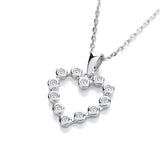 Heart Rubover CZ Drop Pendant With Chain