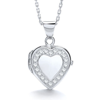 Heart Shape With Line Of CZ's Locket