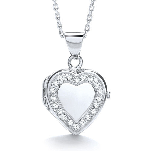 Heart Shape With Line Of CZ's Locket